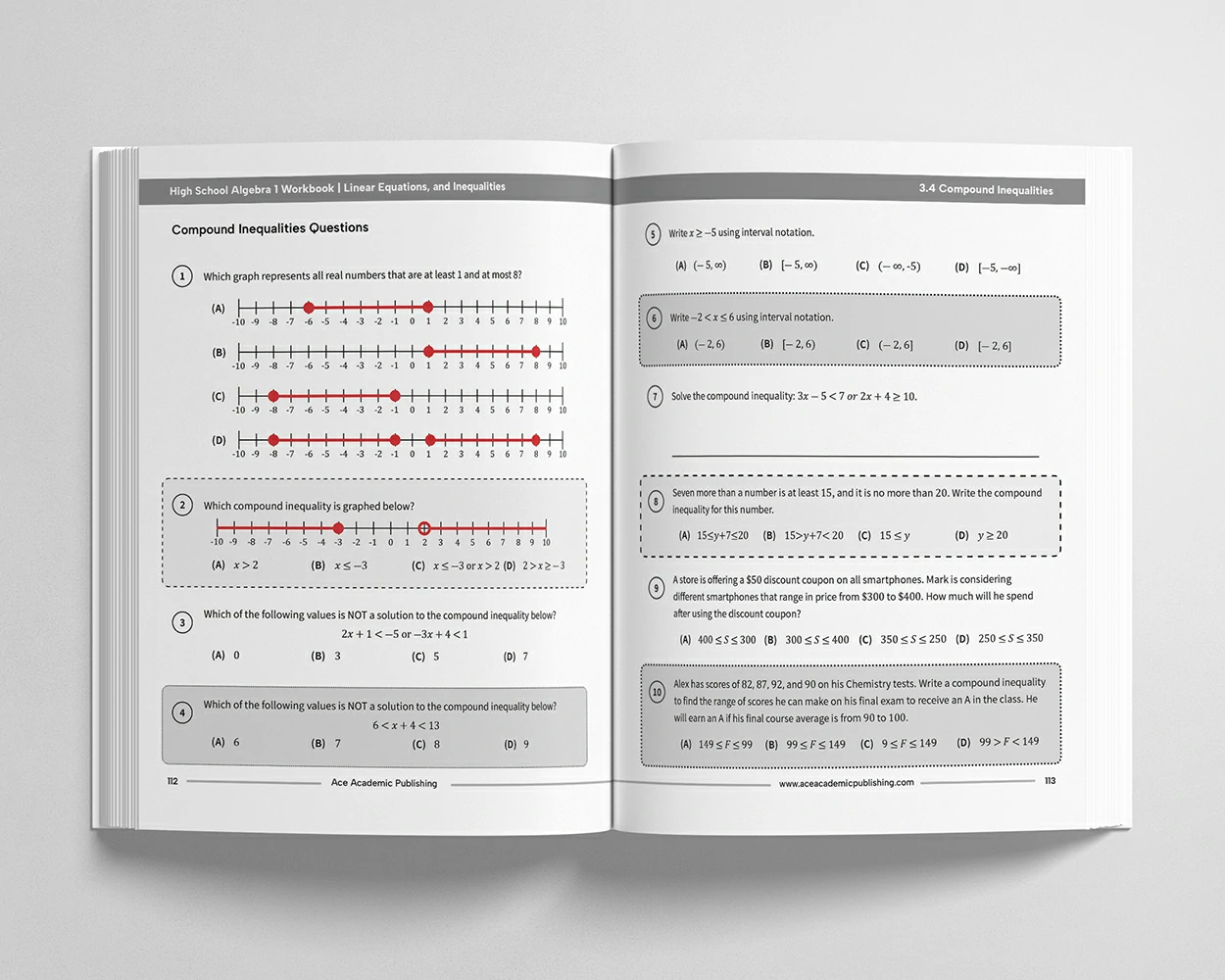 High School Algebra 1 Workbook view 3