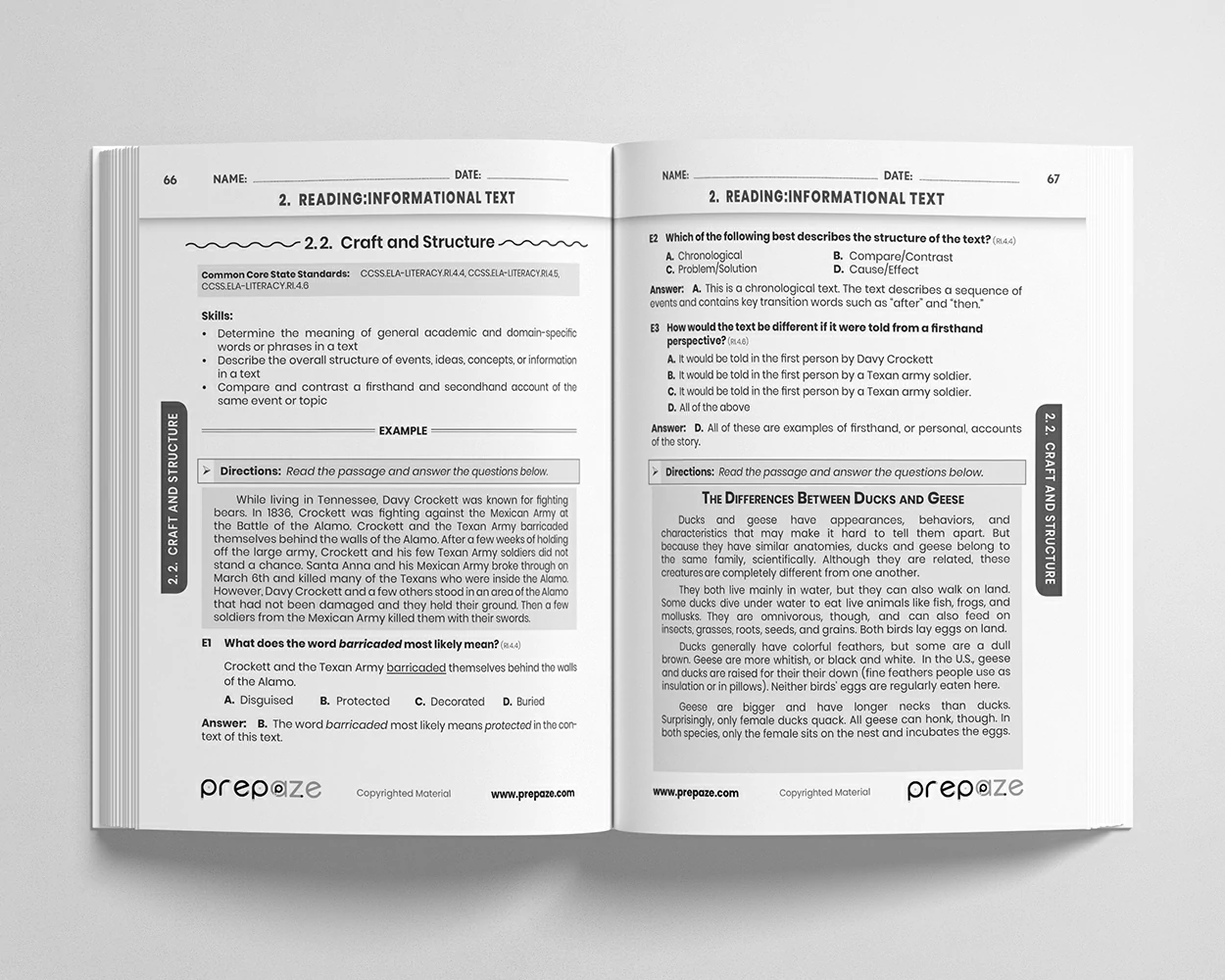4th Grade ELA Workbook view 3
