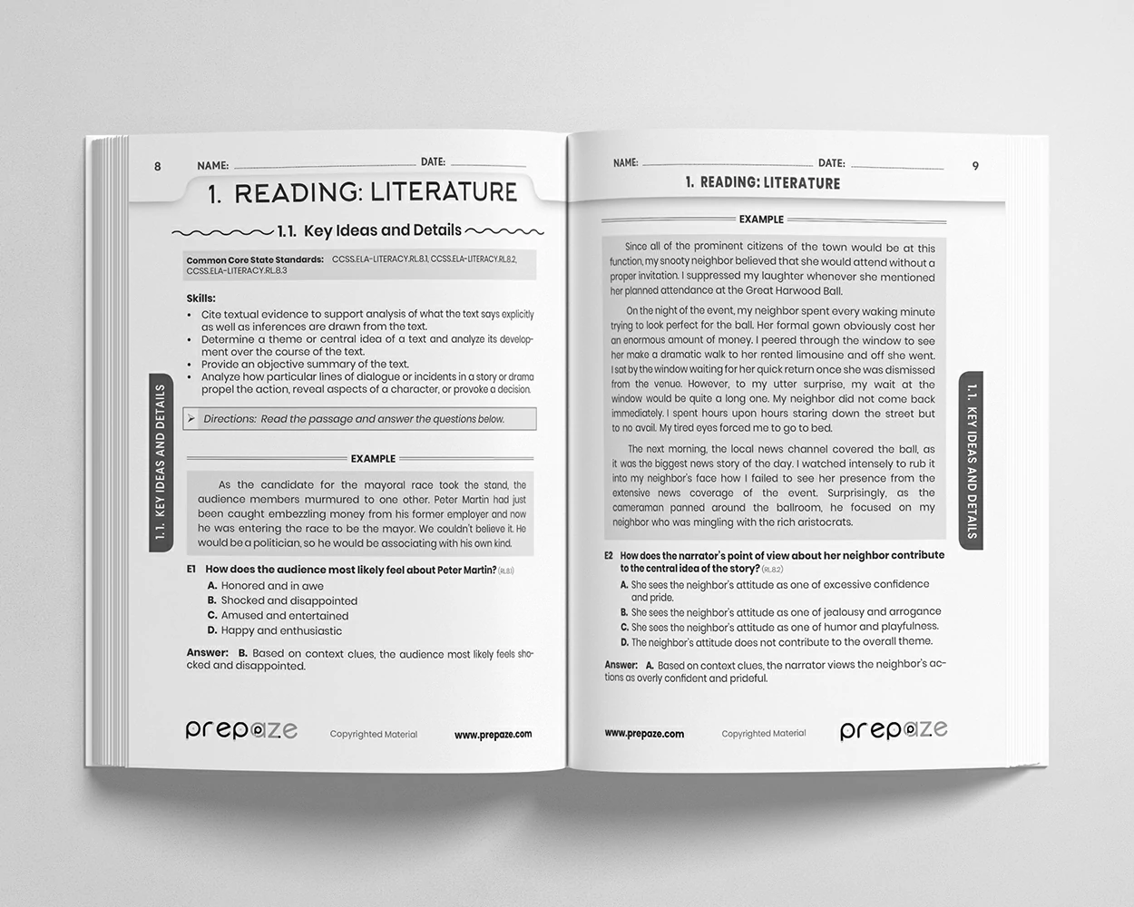 8th Grade ELA Workbook view 2