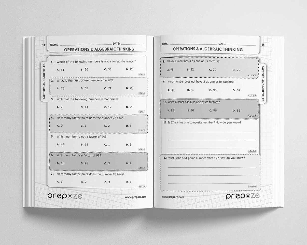4th Grade Math Workbook view 2